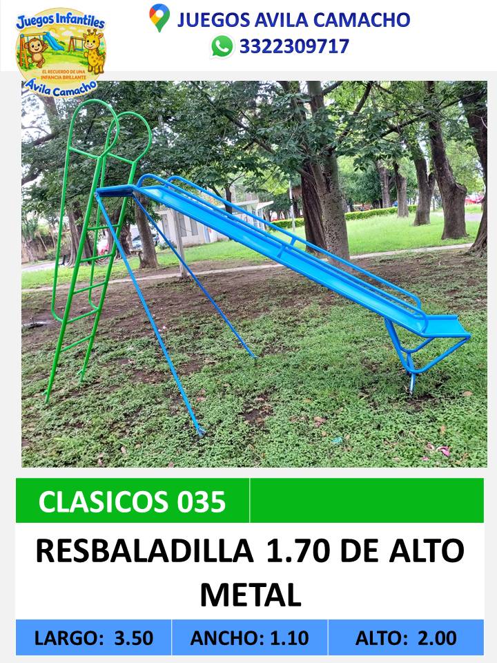 resbaladero de metal 1.70 de alto